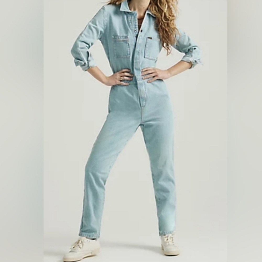 Lee Union-Alls Light Blue Denim Zip Jumpsuit Overalls Vintage Modern Union-Alls